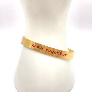 Minimalist gold come together message cuff bracelet